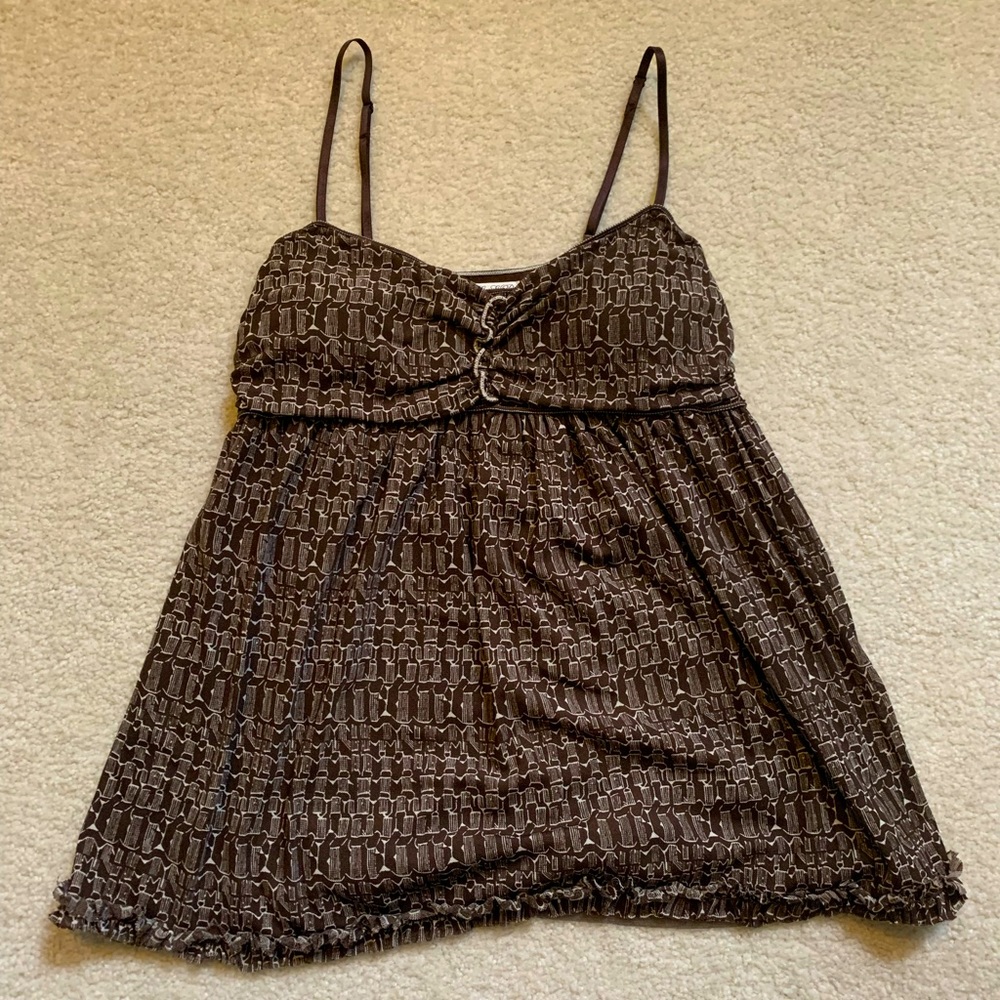 MSSP brand patterned brown babydoll style tank top size medium